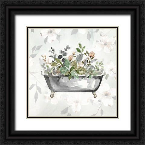 Soft Floral Tub I Black Ornate Wood Framed Art Print with Double Matting by Nan