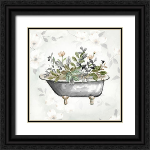 Soft Floral Tub II Black Ornate Wood Framed Art Print with Double Matting by Nan