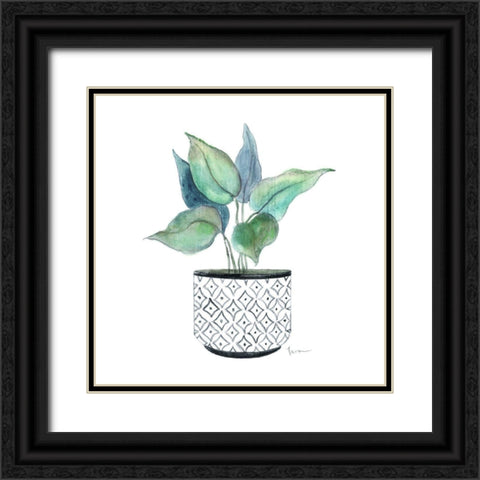 Modern Botany Blue I Black Ornate Wood Framed Art Print with Double Matting by Tava Studios