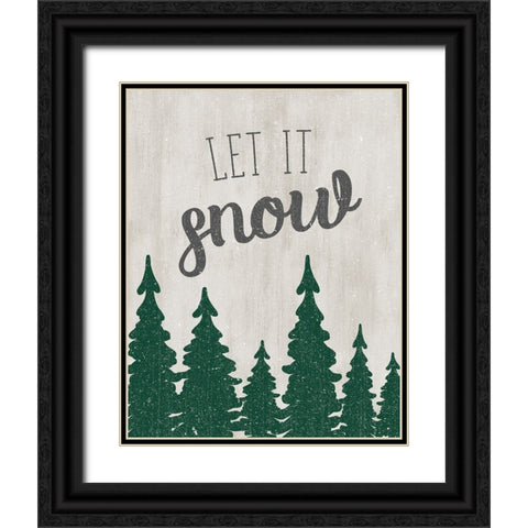 Let It Snow Forest Black Ornate Wood Framed Art Print with Double Matting by CAD Designs