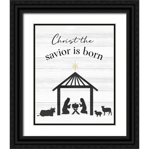 The Savior Is Born Black Ornate Wood Framed Art Print with Double Matting by CAD Designs
