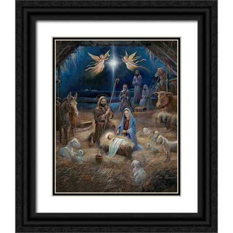 Silent Night Black Ornate Wood Framed Art Print with Double Matting by Manning, Ruane