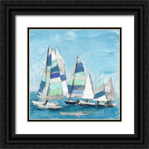 Seaglass Sails III Black Ornate Wood Framed Art Print with Double Matting by Craven, Katrina
