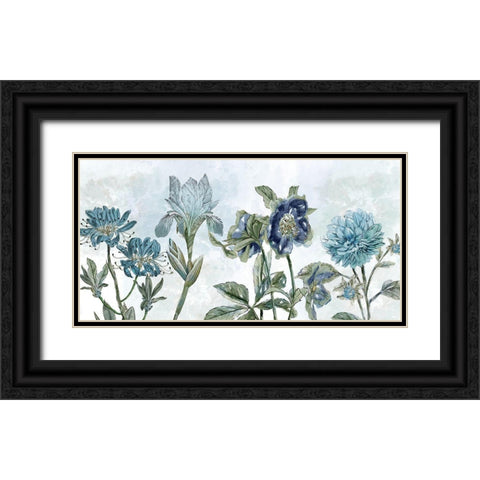 Vintage Shades Of Blue Black Ornate Wood Framed Art Print with Double Matting by Nan