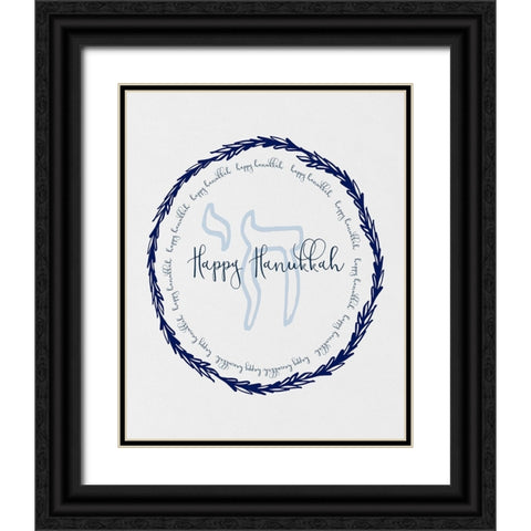 Hanukkah Go Round Black Ornate Wood Framed Art Print with Double Matting by Jill, Susan