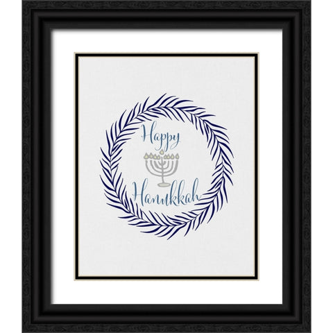 Hanukkah Wreath Black Ornate Wood Framed Art Print with Double Matting by Jill, Susan