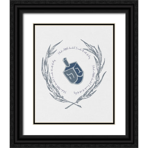 Hanukkah Dreidel Black Ornate Wood Framed Art Print with Double Matting by Jill, Susan