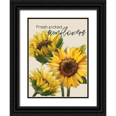 Fresh Picked Sunflowers Black Ornate Wood Framed Art Print with Double Matting by Knutsen, Conrad