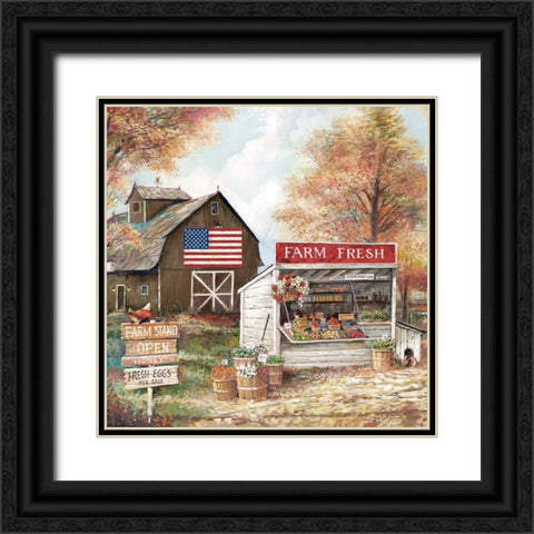 Farm Stand Black Ornate Wood Framed Art Print with Double Matting by Manning, Ruane