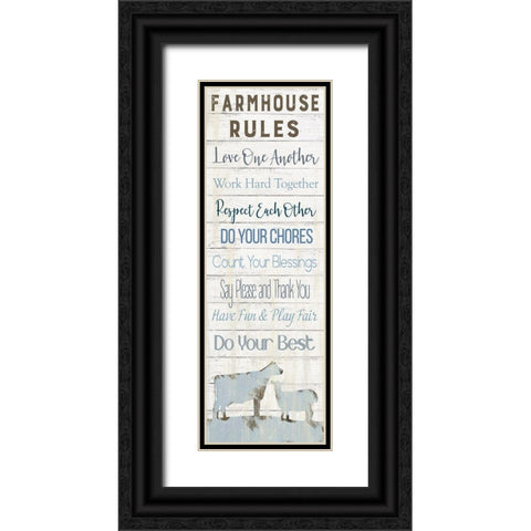 Farmhouse Rules Black Ornate Wood Framed Art Print with Double Matting by Robinson, Carol