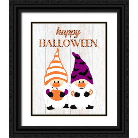 Halloween Gnomes Black Ornate Wood Framed Art Print with Double Matting by CAD Designs