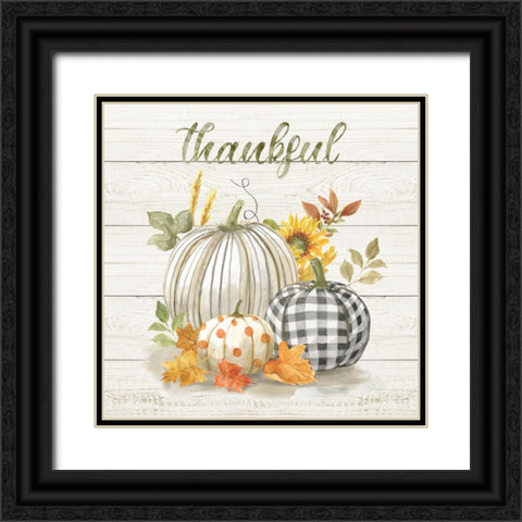 Thankful Pumpkins Black Ornate Wood Framed Art Print with Double Matting by Nan