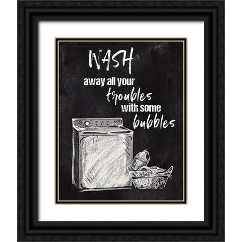 Wash Away Your Troubles Black Ornate Wood Framed Art Print with Double Matting by Knutsen, Conrad