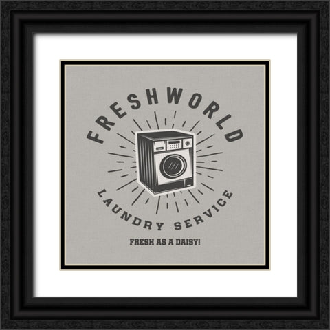 Fresh World Black Ornate Wood Framed Art Print with Double Matting by CAD Designs