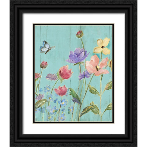 Wildflower Flutter III Black Ornate Wood Framed Art Print with Double Matting by Nan