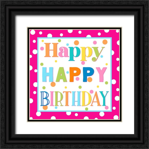 Happy Happy Birthday Black Ornate Wood Framed Art Print with Double Matting by CAD Designs