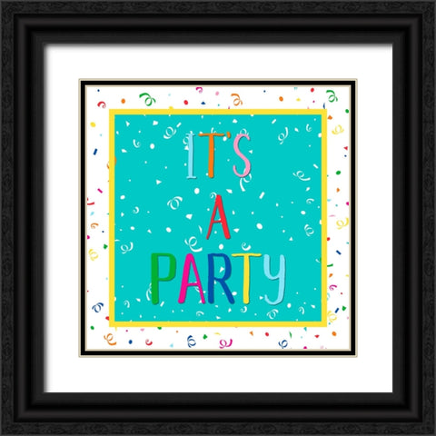 Its A Party Black Ornate Wood Framed Art Print with Double Matting by CAD Designs