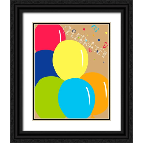 Celebrate Black Ornate Wood Framed Art Print with Double Matting by CAD Designs