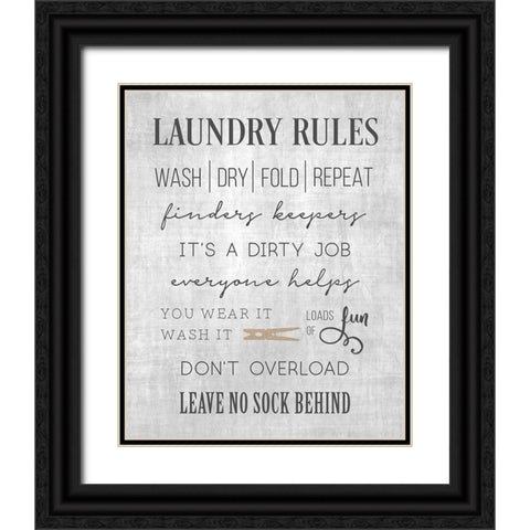Neutral Laundry Rules Black Ornate Wood Framed Art Print with Double Matting by CAD Designs