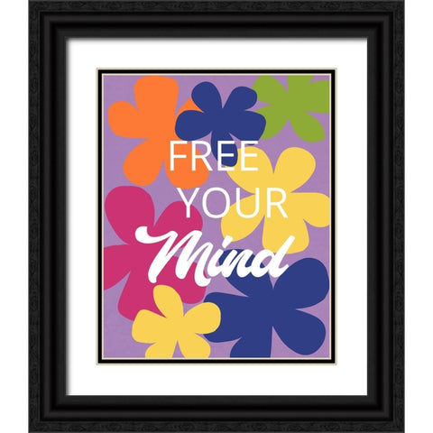 Free Your Mind Black Ornate Wood Framed Art Print with Double Matting by Santiago, Daniela