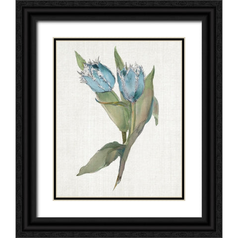 Blue Tulip Picks II Black Ornate Wood Framed Art Print with Double Matting by Troise Heidel, Theresa