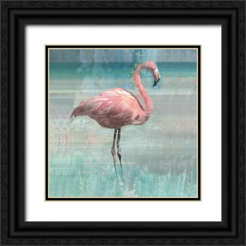 Flamingo Party I Black Ornate Wood Framed Art Print with Double Matting by Nan
