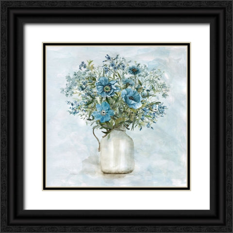 Arrayed in Blue I Black Ornate Wood Framed Art Print with Double Matting by Robinson, Carol