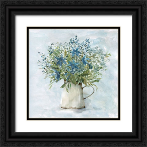 Arrayed in Blue II Black Ornate Wood Framed Art Print with Double Matting by Robinson, Carol
