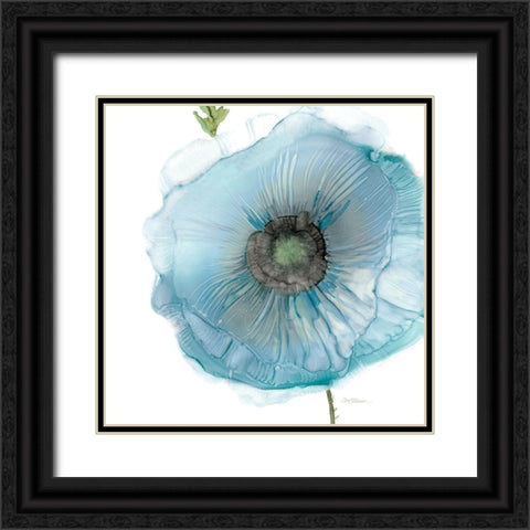 Iridescent Blue Poppy II Black Ornate Wood Framed Art Print with Double Matting by Robinson, Carol