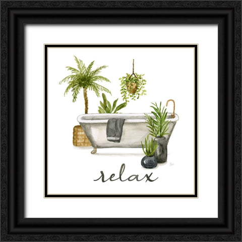 Bathtub Relax Black Ornate Wood Framed Art Print with Double Matting by Nan