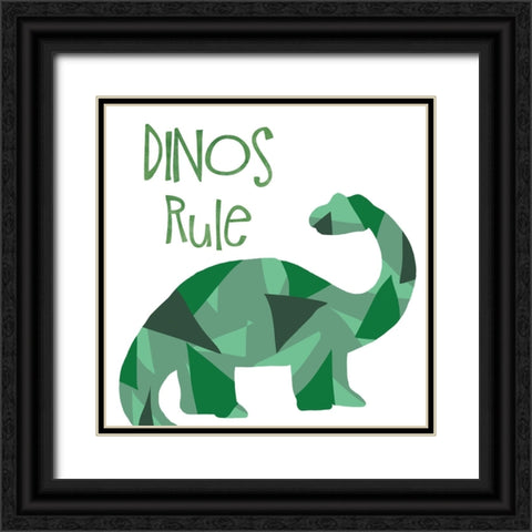 Dinos Rule Black Ornate Wood Framed Art Print with Double Matting by Santiago, Daniela