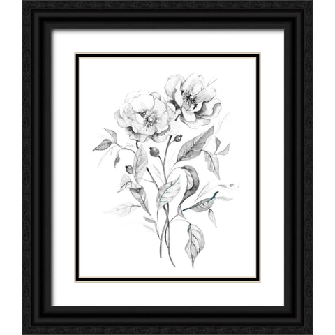 Wild Roses Black Ornate Wood Framed Art Print with Double Matting by Robinson, Carol