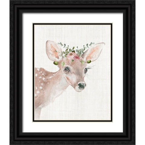 Dressy Fawn Black Ornate Wood Framed Art Print with Double Matting by Robinson, Carol