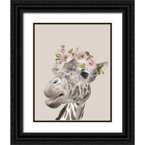 Peek A Boo Giraffe I Black Ornate Wood Framed Art Print with Double Matting by Nan