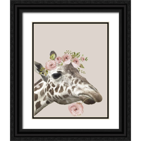 Peek A Boo Giraffe II Black Ornate Wood Framed Art Print with Double Matting by Nan