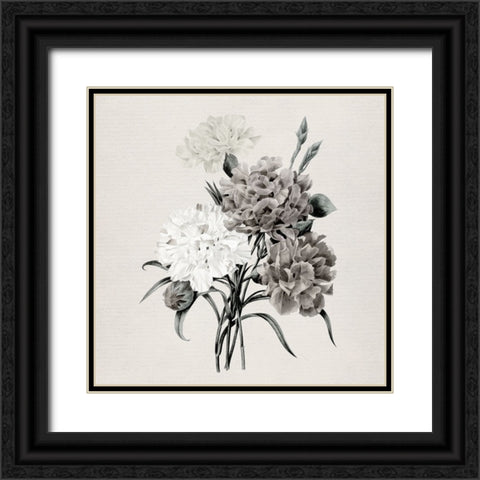 Netural Botanical Carnations Black Ornate Wood Framed Art Print with Double Matting by Robinson, Carol