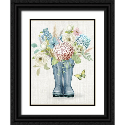 Garden Boots Black Ornate Wood Framed Art Print with Double Matting by Nan