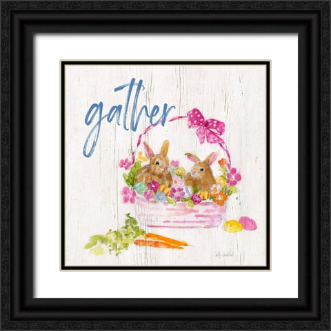 Gather Bunny Basket Black Ornate Wood Framed Art Print with Double Matting by Swatland, Sally