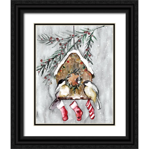 Winter Birds Black Ornate Wood Framed Art Print with Double Matting by Chang, Stella