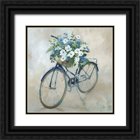 Bluebird Bike Black Ornate Wood Framed Art Print with Double Matting by Nan