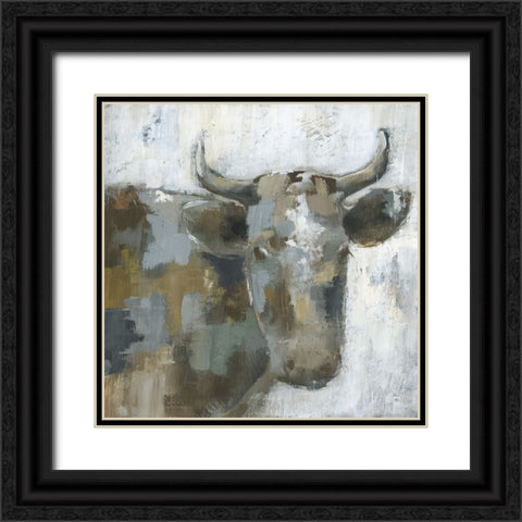 Calico Cow Black Ornate Wood Framed Art Print with Double Matting by Nan