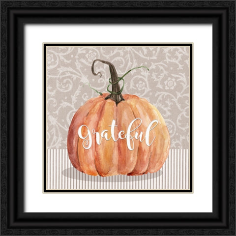Grateful Pumpkin Black Ornate Wood Framed Art Print with Double Matting by Finn, Livi