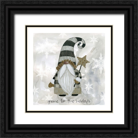 Gnome For The Holiday Black Ornate Wood Framed Art Print with Double Matting by Finn, Livi