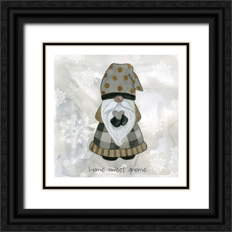 Home Sweet Gnome Black Ornate Wood Framed Art Print with Double Matting by Finn, Livi