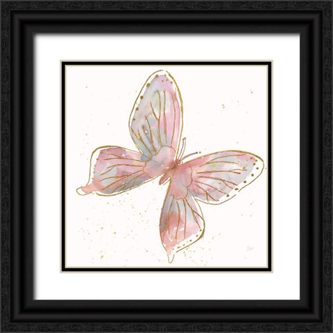 Blush Butterfly II Black Ornate Wood Framed Art Print with Double Matting by Nan