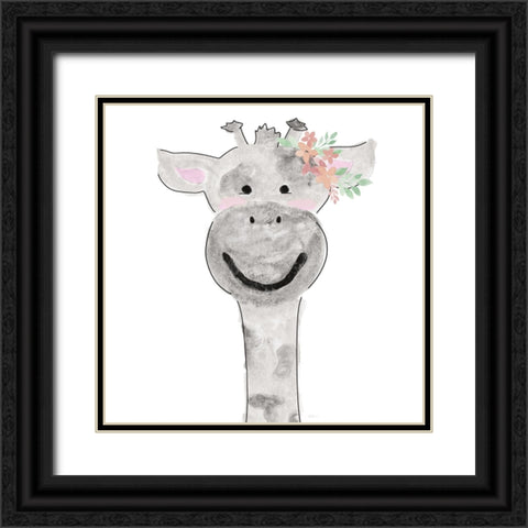 Cute Giraffe Black Ornate Wood Framed Art Print with Double Matting by Carpentieri, Natalie