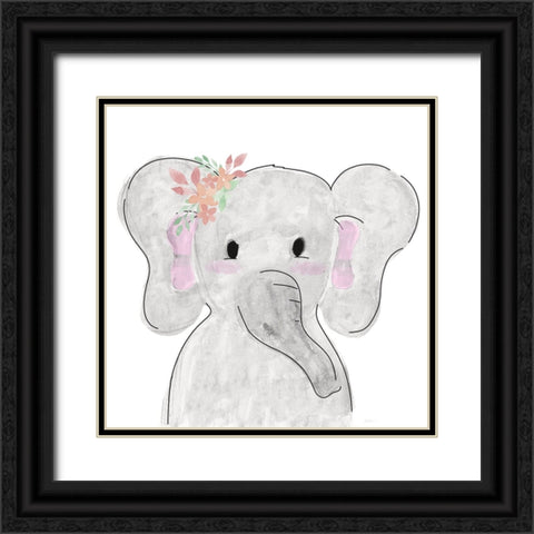 Cute Elephant Black Ornate Wood Framed Art Print with Double Matting by Carpentieri, Natalie