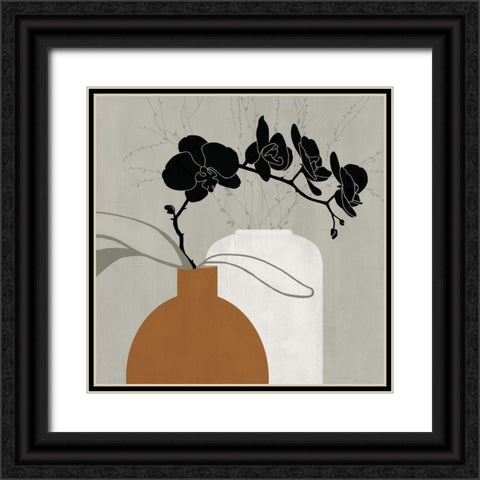 Orchid Style Black Ornate Wood Framed Art Print with Double Matting by Robinson, Carol