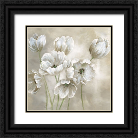 Soft Natural Tulips Black Ornate Wood Framed Art Print with Double Matting by Nan