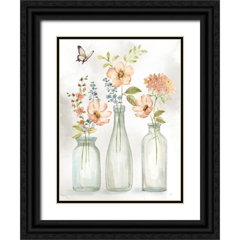 Summer Trio I Black Ornate Wood Framed Art Print with Double Matting by Nan